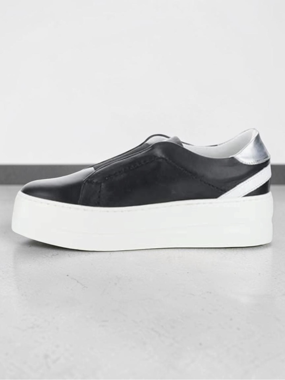 Slip-On Platform Sneaker - Black & Silver